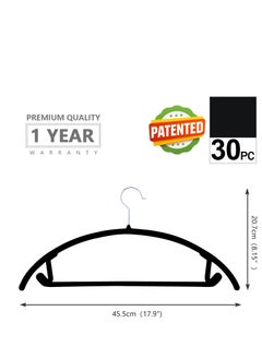 Red Dot Gift MIZGI Premium Velvet Hangers (Pack of 30) Heavyduty- Non Slip No Shoulder Bump Suit Hangers - Chrome Hooks,Space Saving Clothes Hangers,Rounded Hangers for Coat,Sweater,Jackets,Pants,Shirts, Black  - Image 2