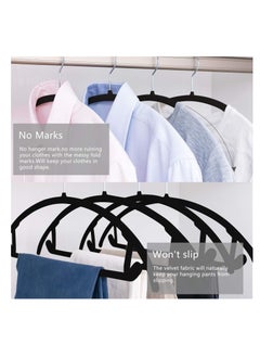 Red Dot Gift MIZGI Premium Velvet Hangers (Pack of 30) Heavyduty- Non Slip No Shoulder Bump Suit Hangers - Chrome Hooks,Space Saving Clothes Hangers,Rounded Hangers for Coat,Sweater,Jackets,Pants,Shirts, Black  - Image 5