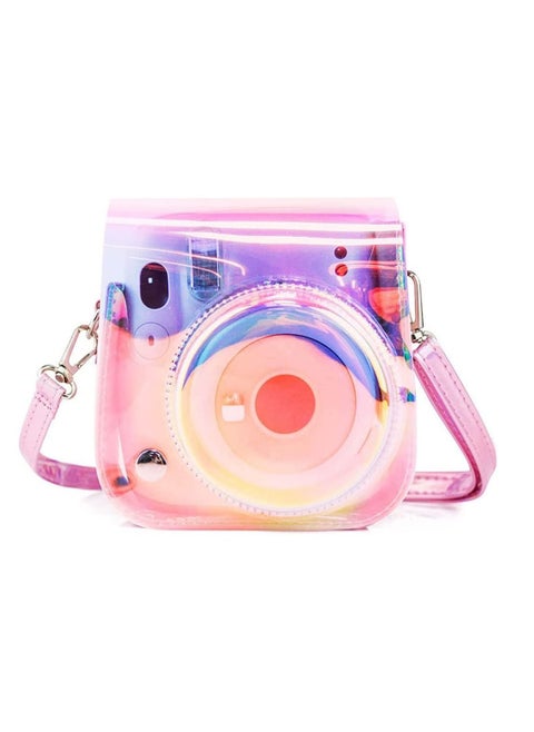 Instant Camera Case Compatible with for Instax Mini 11 9 8 PU Leather Bag with Adjustable Shoulder Strap Illusion Colour Transparent Illusion illusion Pack Strap