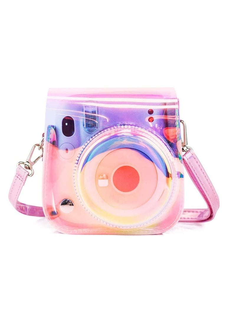 SYOSI Instant Camera Case Compatible with for Instax Mini 11 9 8 PU Leather Bag with Adjustable Shoulder Strap Illusion Colour Transparent Illusion illusion Pack Strap  - Image 1