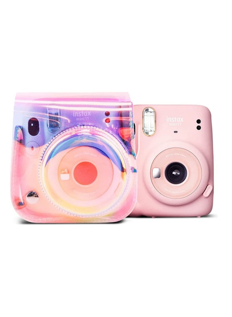 SYOSI Instant Camera Case Compatible with for Instax Mini 11 9 8 PU Leather Bag with Adjustable Shoulder Strap Illusion Colour Transparent Illusion illusion Pack Strap  - Image 5