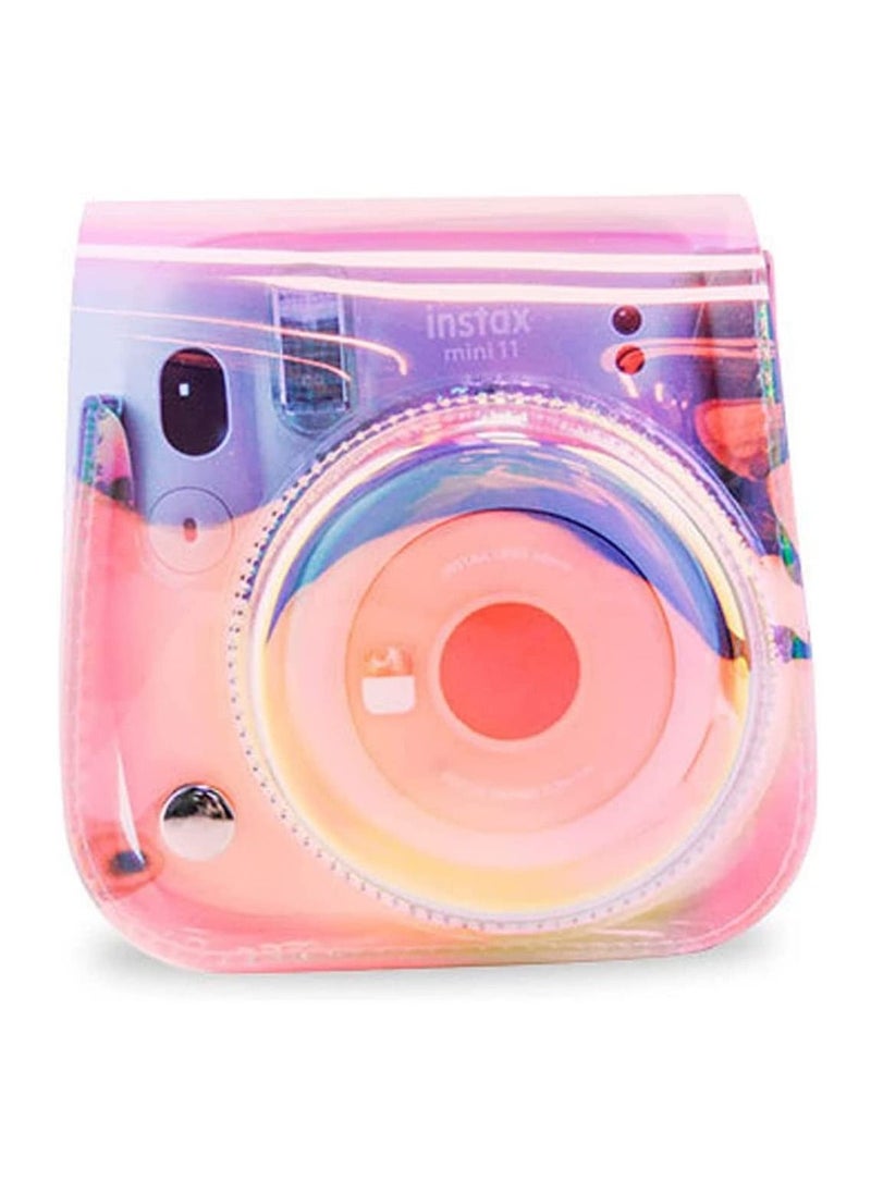 SYOSI - Instant Camera Case Compatible with for Instax Mini 11 9 8 PU Leather Bag with Adjustable Shoulder Strap Illusion Colour Transparent Illusion illusion Pack Strap - Image 1