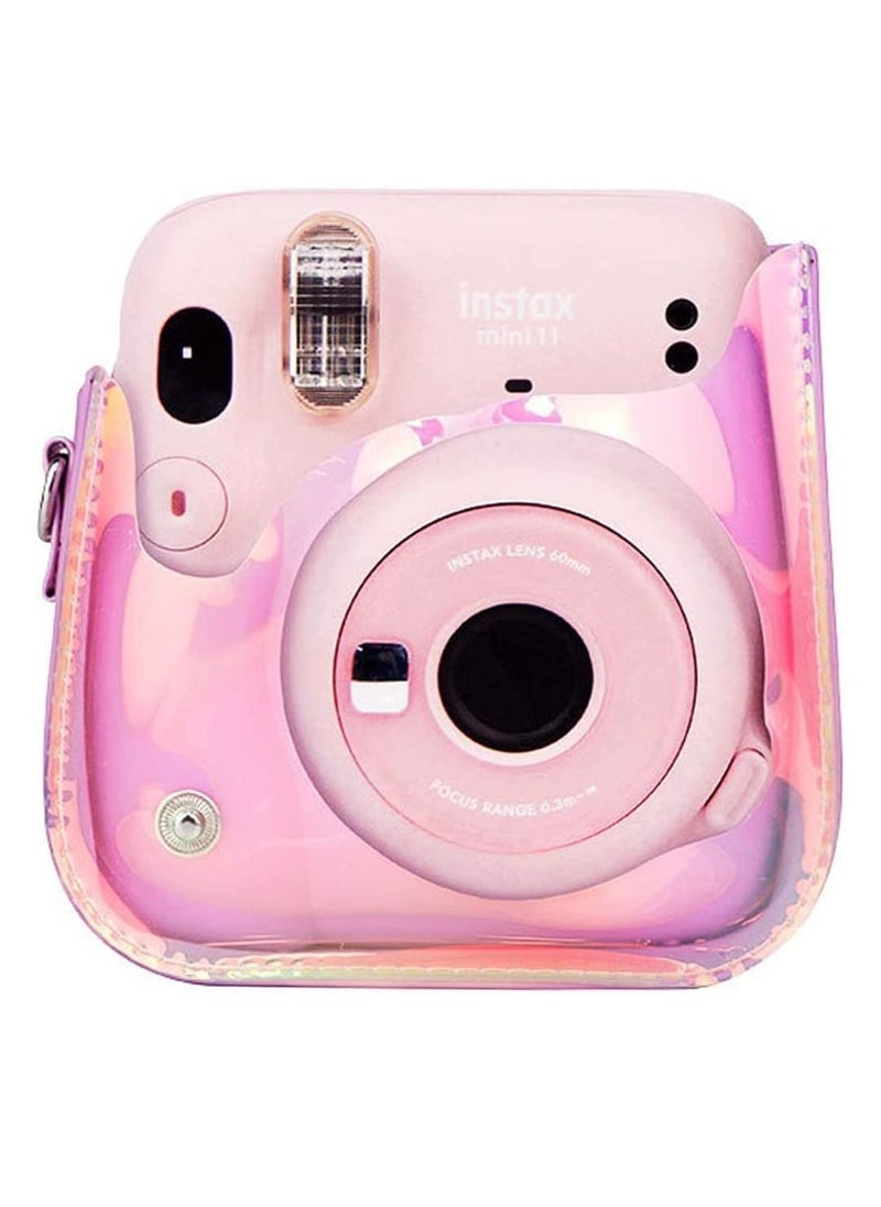 SYOSI Instant Camera Case Compatible with for Instax Mini 11 9 8 PU Leather Bag with Adjustable Shoulder Strap Illusion Colour Transparent Illusion illusion Pack Strap  - Image 2