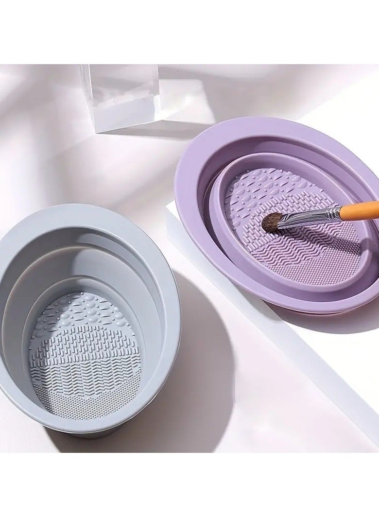 أوريتي محمولة سيليكون ماكياج فرشاة تنظيف حصيرة سهلة التنظيف ومريحة للاستخدام-الأرجواني - Image 2