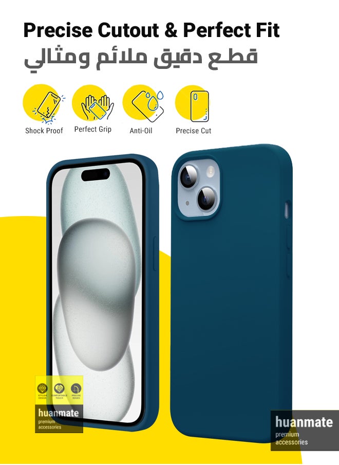 huanmate - Stylish Silicone Case Cover For Apple iPhone 15 Plus Blue Cobalt - Image 1