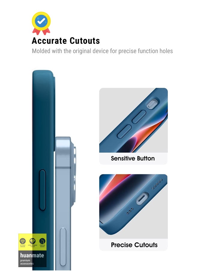 huanmate - Stylish Silicone Case Cover For Apple iPhone 15 Plus Blue Cobalt - Image 1