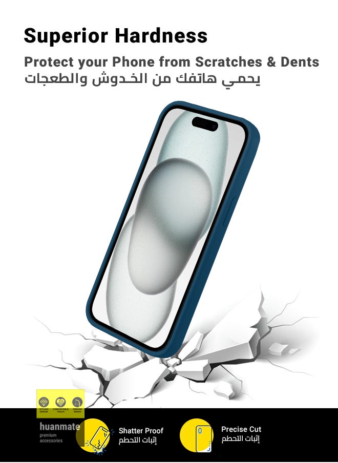 huanmate - Stylish Silicone Case Cover For Apple iPhone 15 Plus Blue Cobalt - Image 1