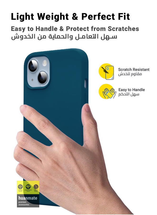 huanmate - Stylish Silicone Case Cover For Apple iPhone 15 Plus Blue Cobalt - Image 1