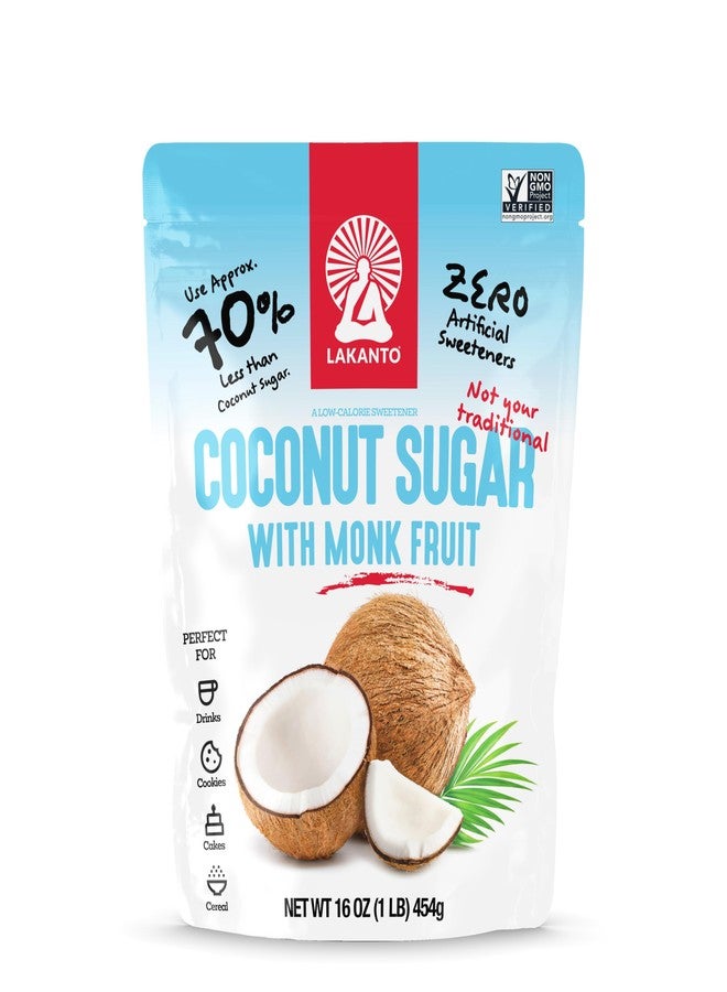 Lakanto Coconut Sugar with Monk Fruit Sweetener - Reduced Sugar for Coffee, Tea, Oatmeal, Cooking, Baking, Sauce, Desserts, Drinks, Smoothies, Protein Shakes, Marinade, Glaze (1 lb) - Image 1