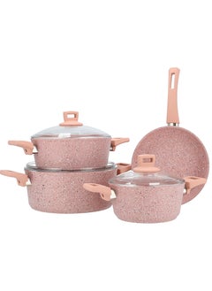 ALBERTO 7 Pieces Granite Cookware Set Pinkstone  - Image 1