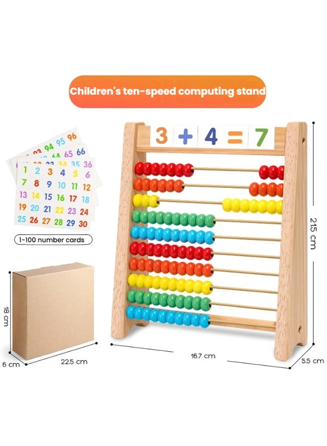 Colorful Wooden Children's Abacus with Number Cards A Fun Interactive Way to Spark Math Learning and Cognitive Growth - Image 2