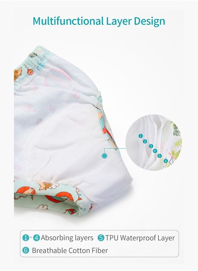 insular - 2-Piece Cotton Training Pants for Baby, Size M, 6 Layers, Breathable and Washable Underwear with Cute Hedgehog Pattern for Toddler Potty Training, Yellow - Image 1