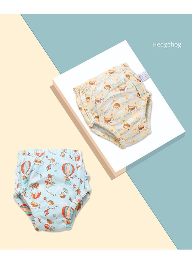 insular - 2-Piece Cotton Training Pants for Baby, Size M, 6 Layers, Breathable and Washable Underwear with Cute Hedgehog Pattern for Toddler Potty Training, Yellow - Image 1