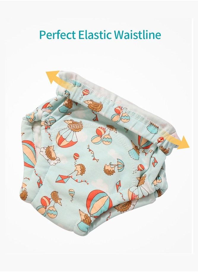 insular - 2-Piece Cotton Training Pants for Baby, Size M, 6 Layers, Breathable and Washable Underwear with Cute Hedgehog Pattern for Toddler Potty Training, Yellow - Image 1