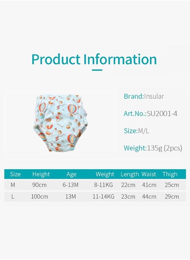 insular - 2-Piece Cotton Training Pants for Baby, Size M, 6 Layers, Breathable and Washable Underwear with Cute Hedgehog Pattern for Toddler Potty Training, Yellow - Image 1