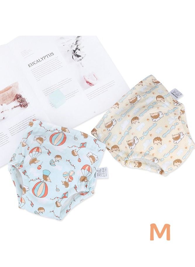 insular - 2-Piece Cotton Training Pants for Baby, Size M, 6 Layers, Breathable and Washable Underwear with Cute Hedgehog Pattern for Toddler Potty Training, Yellow - Image 1