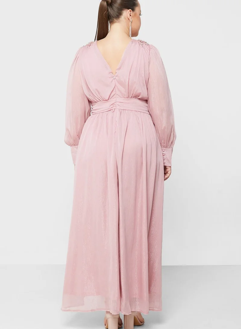Ella Limited Curve Surplice Neck Detail Dress