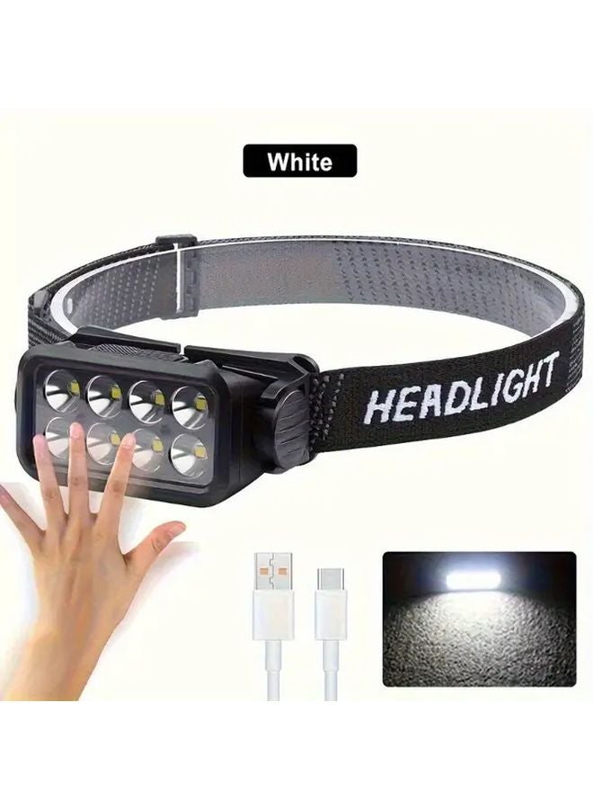 Black Shell Ultra Bright LED Headlamp USB Rechargeable Adjustable Headband for Camping Hiking Fishing - Image 3