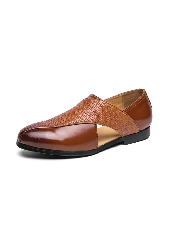 Song Feng Ya New Summer Leather Sandals Men's Plus Size Fashion British Style Leg Sandals Men's Hollow Small Leather Shoes - Image 2