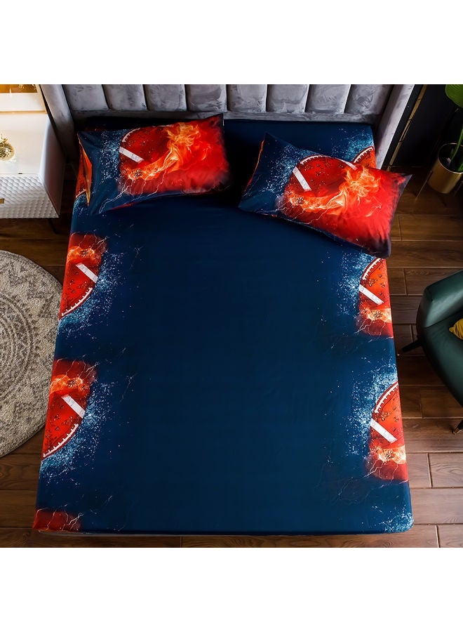 NIBEMINENT 4-Piece 3D Printed Fitted and Bed Sheet with Pillowcase Polyester Multicolour 45.00 x 8.00 35.00cm - Image 2