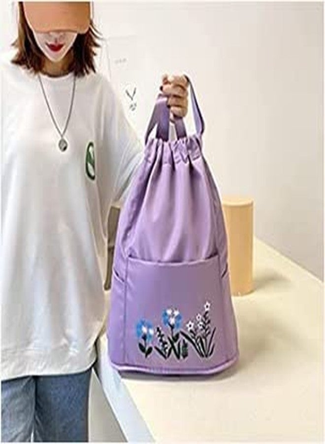 SAMRUKZONE SRZ College bag for girls School Bag for Girls Backpack for women Travel Bag Gym bag for women College bag Drawstring Bag Embriodary Bag (Lavender - Pack of 1) - Image 4