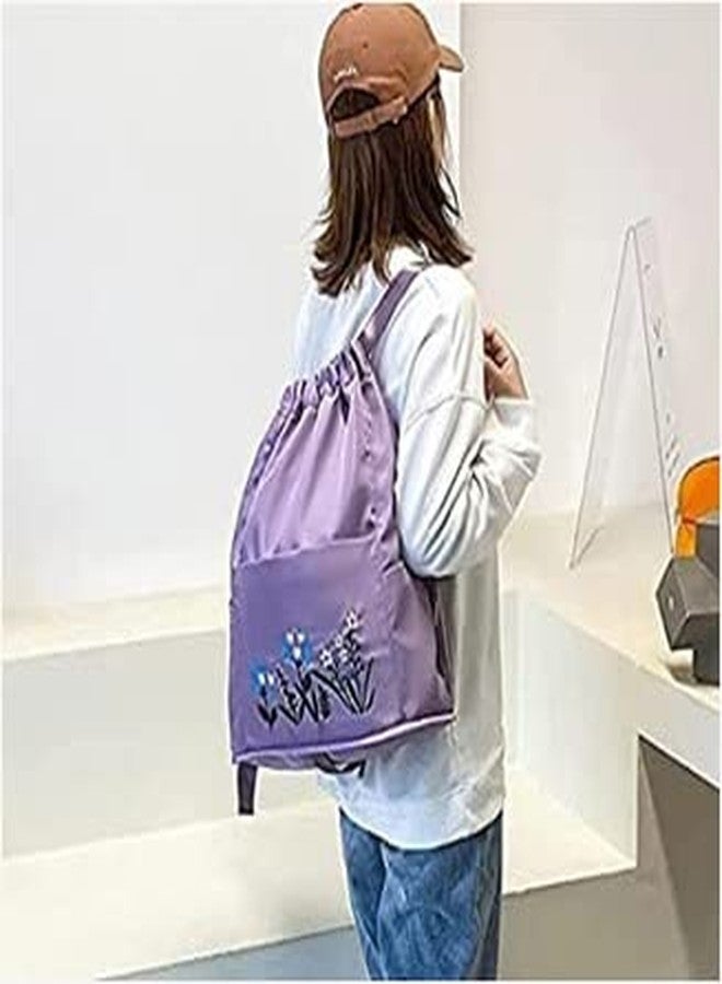 SAMRUKZONE SRZ College bag for girls School Bag for Girls Backpack for women Travel Bag Gym bag for women College bag Drawstring Bag Embriodary Bag (Lavender - Pack of 1) - Image 5