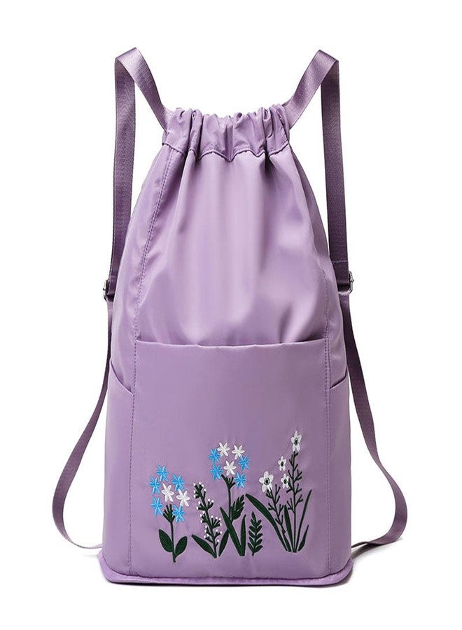 SAMRUKZONE SRZ College bag for girls School Bag for Girls Backpack for women Travel Bag Gym bag for women College bag Drawstring Bag Embriodary Bag (Lavender - Pack of 1) - Image 2