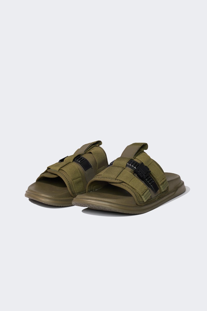 DeFacto Green Man Flat Sole Single Band Slippers Casual - Image 1