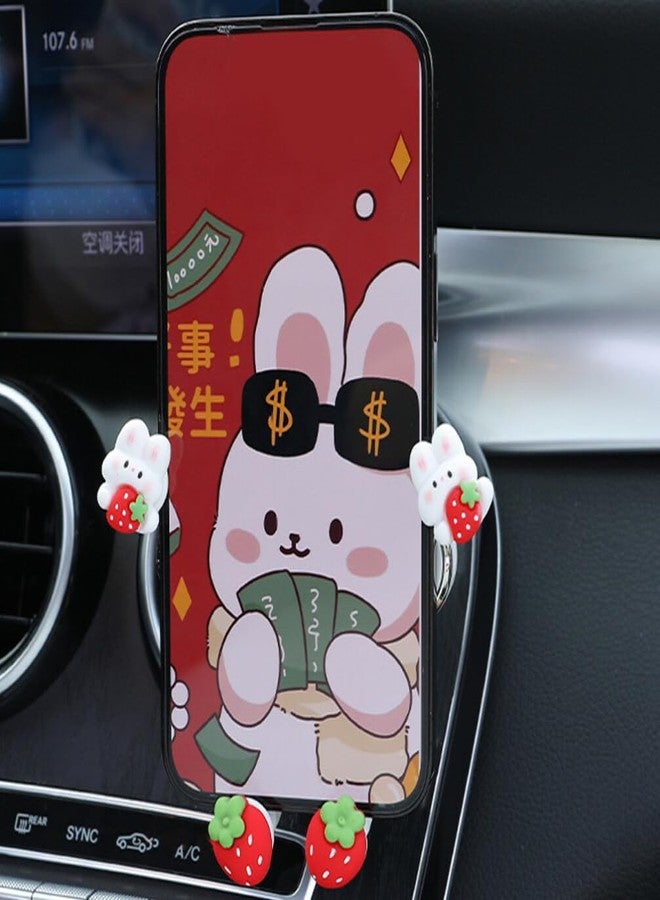 DIYEAH Cute Phone Mount for Car, Cute Zodiac Rabbit Car Phone Holder, Bunny Mount Air Vent Mobile Support for All Cell - Image 3
