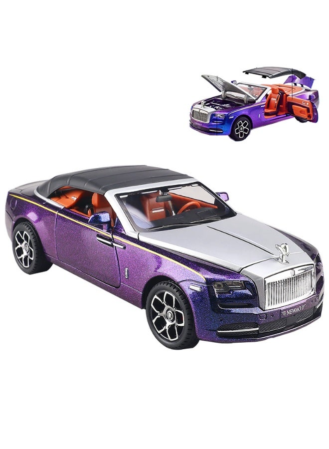 Taizz Ventures 1:24 Rolls Royce Phantom Convertible Diecast Model Car, Alloy Pull Back Toy with Sound and Light, Openable Doors, Hood and Trunk, Removable Roof, Collectible Gift for Kids and Adults, Multicolor
