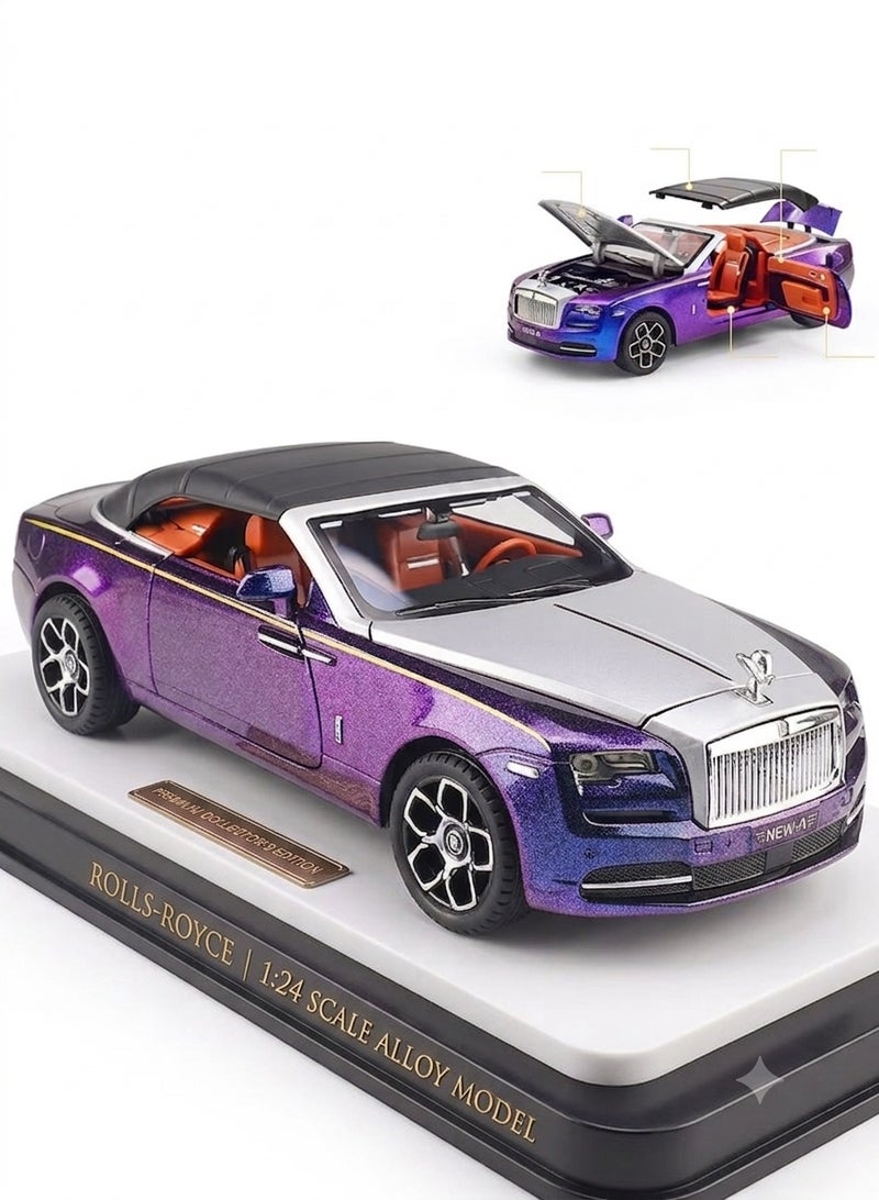 Taizz Ventures 1:24 Rolls Royce Phantom Convertible Diecast Model Car, Alloy Pull Back Toy with Sound and Light, Openable Doors, Hood and Trunk, Removable Roof, Collectible Gift for Kids and Adults, Multicolor - Image 1