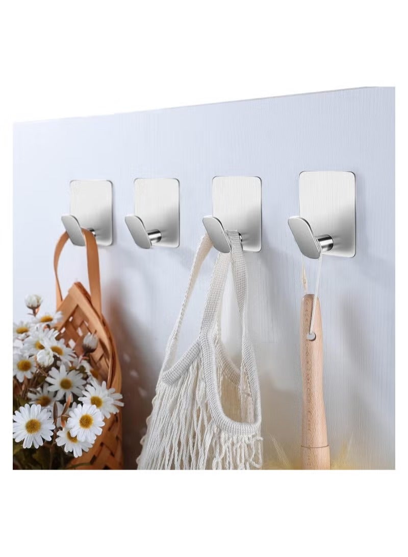 6 Pack Self Adhesive Coat Hooks,Bath Towel Hooks, Sturdy No Drilling Robe Hook, SUS 304 Stainless Steel Heavy Duty Clothes Hanger, Wall Hooks for Bathroom Bedroom Kitchen Silver  - Image 5