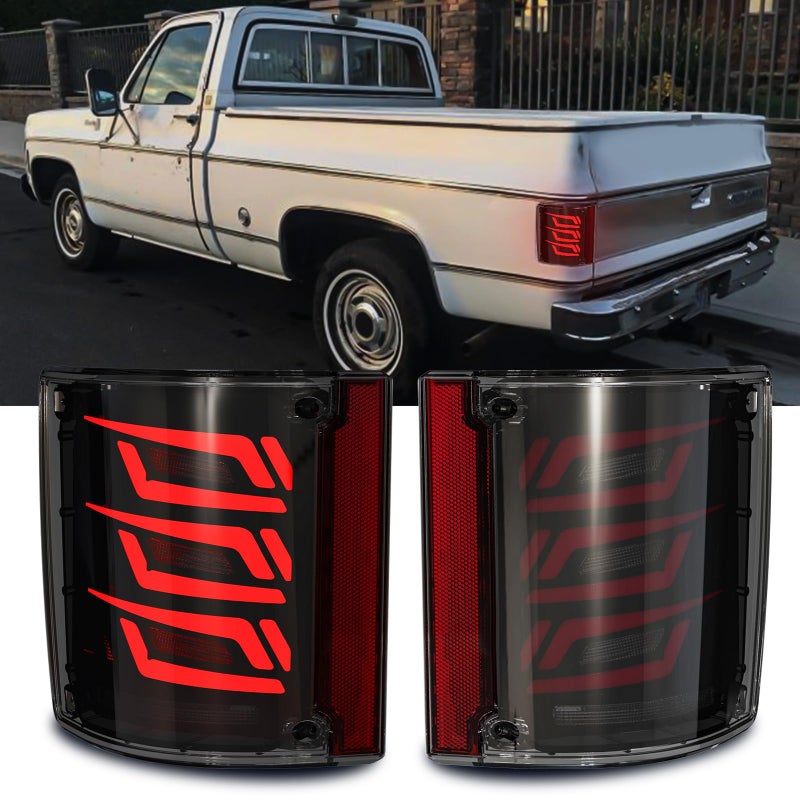 SINYATO INDUST Sequential LED Tail Lights for 19731987 chevy C10 GMC LED Rear Lights with StartUp Animation Dynamic Turn Signals Brake LightReverse Light Smoked - Image 2