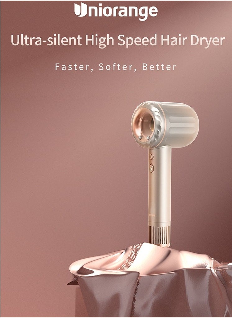 Uniorange - High Speed, Ultra Silent Hair Dryer, 1800W And 110,000 RPM - Gold Color OHD-1 - Image 1