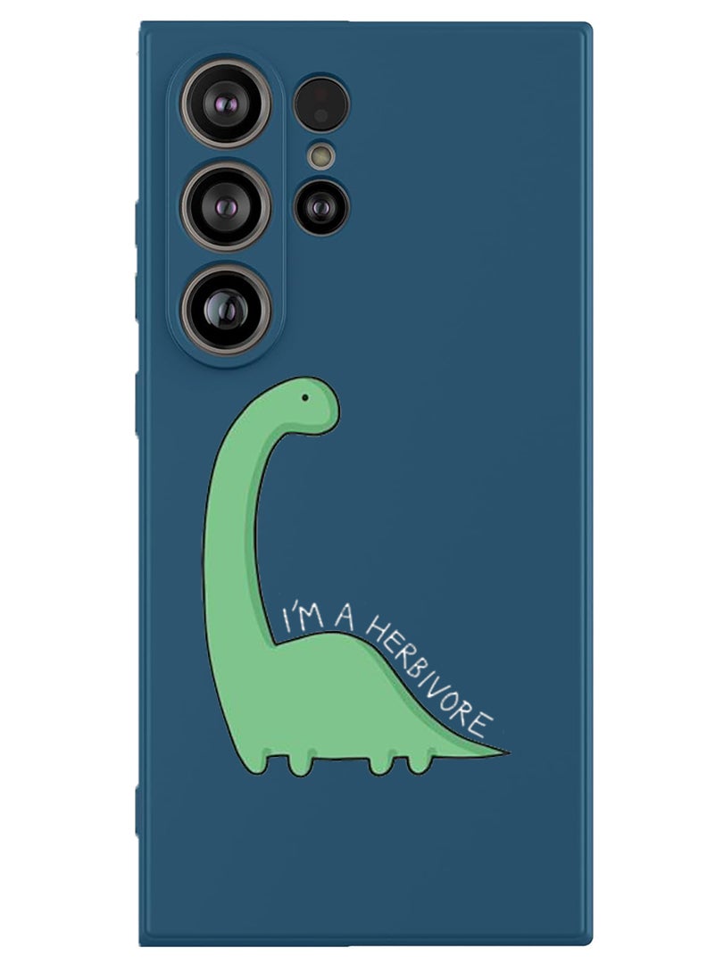 Theodor Protective Slim Fit Case Liquid Silicone Cover with Full Body Protection Anti-Scratch Shockproof Case For Samsung Galaxy S25 Ultra (Blue) - Dino - White - Image 1