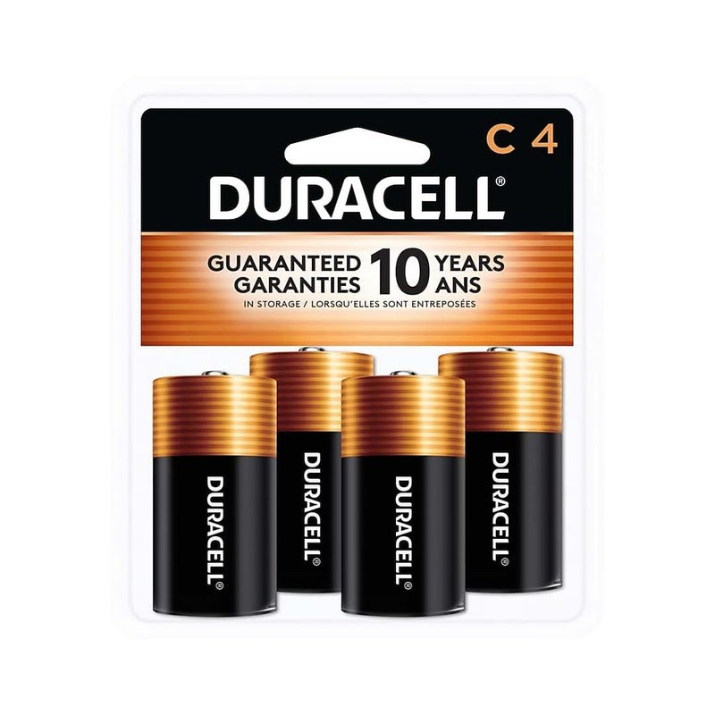 Duracell Coppertop C Batteries, 4 Count Pack, C Battery with Long-lasting Power, All-Purpose Alkaline C Battery for Household and Office Devices - Image 1