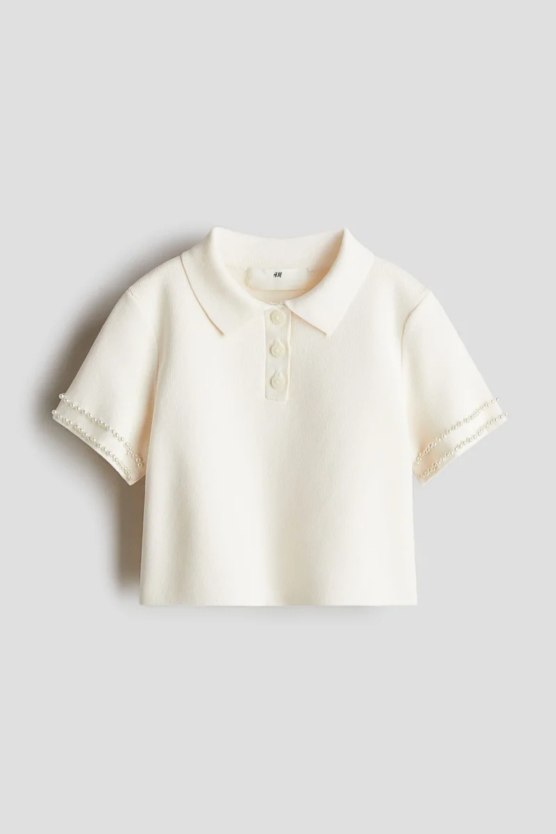 H&M Embellished rib-knit top