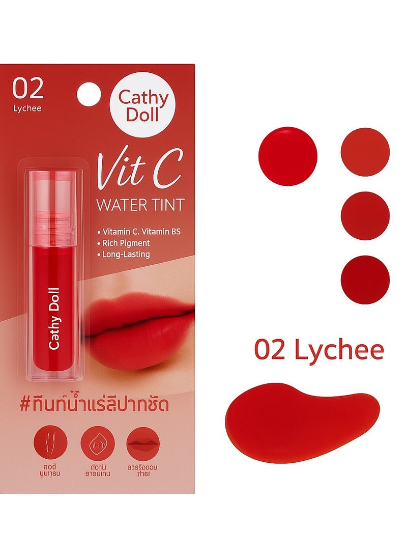 Cathy Doll Cathy Doll Vit C Water Tint 02 Lychee – Long-Lasting Lip Color with Vitamin C & B5 | Bold Red Tint for Juicy, Glowing Lips  - Image 2