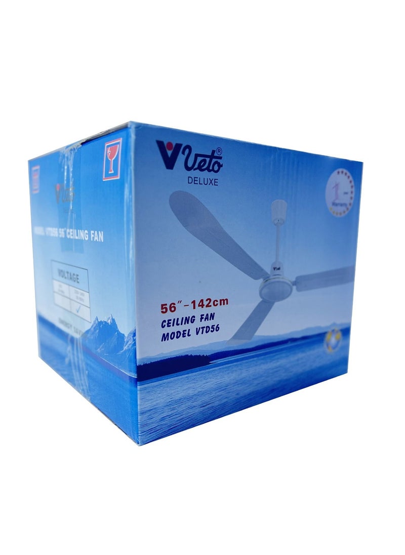 Veto - Veto 56inch 3 Blade  Deluxe Ceiling Fan - Image 1
