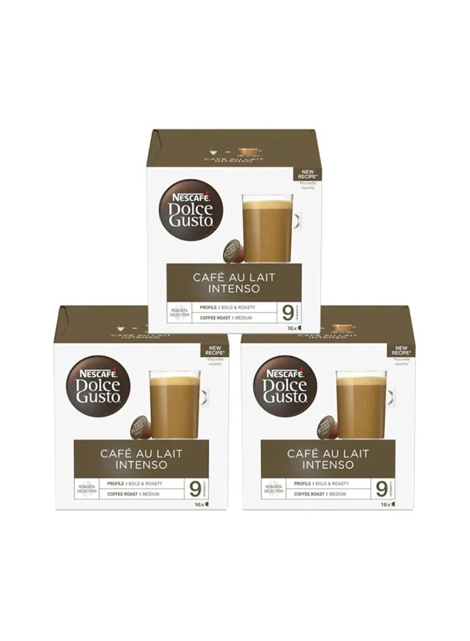 Dolce Gusto Café au Lait Intenso Coffee Capsules - 16 Pods 480ggrams Pack of 3