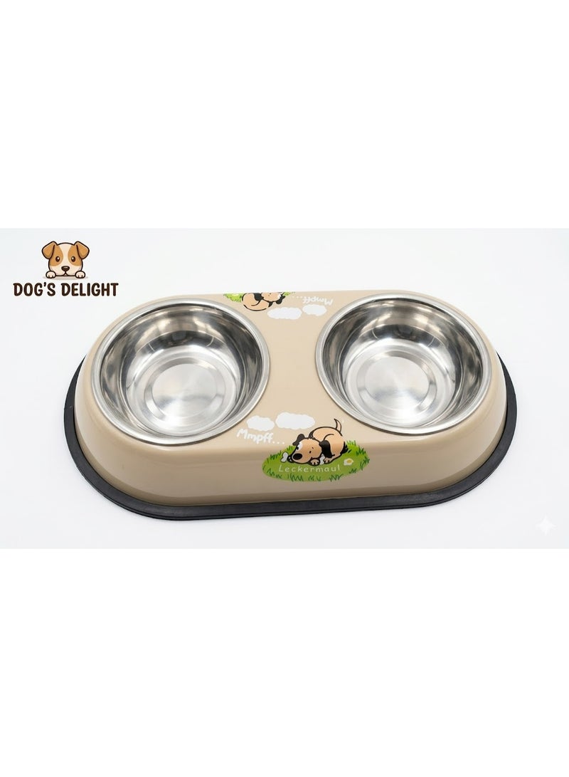 Double Stainless Steel Pet Bowl Set, Medium Size, 11cm per Side, for Dogs and Cats - Image 4