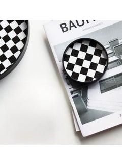WAOKN Set of 6 Anti-spill Drink Coasters, Round Edge Raised Table Protectors, Checkerboard Design Table Decoration, Cold Drink Coffee and Tea Cup Protectors (Black and White)  - Image 4