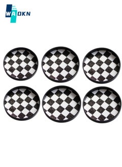WAOKN Set of 6 Anti-spill Drink Coasters, Round Edge Raised Table Protectors, Checkerboard Design Table Decoration, Cold Drink Coffee and Tea Cup Protectors (Black and White)  - Image 1