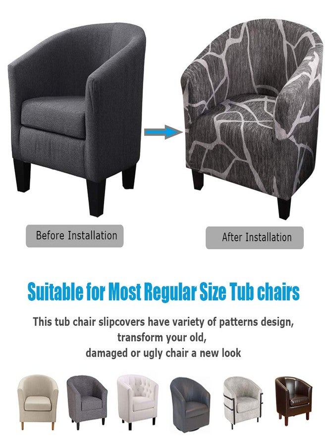 MIFXIN Club Chair Slipcover High Stretch Tub Chair Cover 1 Piece Soft Spandex Armchair Sofa Slipcover Removable Washable Couch Furniture Protector for Living Room Arm Chair Cover (Grey Black) - Image 4