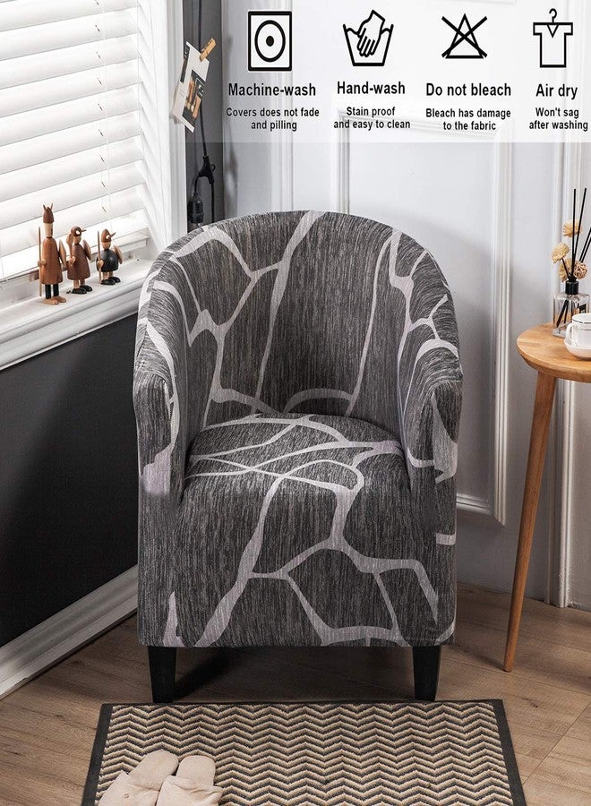 MIFXIN Club Chair Slipcover High Stretch Tub Chair Cover 1 Piece Soft Spandex Armchair Sofa Slipcover Removable Washable Couch Furniture Protector for Living Room Arm Chair Cover (Grey Black) - Image 5