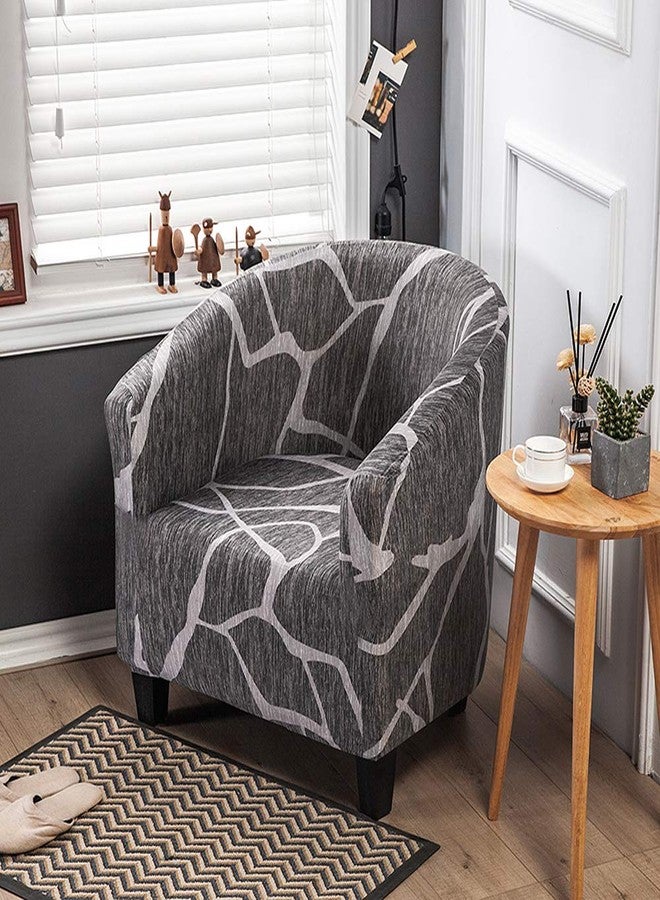 MIFXIN Club Chair Slipcover High Stretch Tub Chair Cover 1 Piece Soft Spandex Armchair Sofa Slipcover Removable Washable Couch Furniture Protector for Living Room Arm Chair Cover (Grey Black) - Image 2