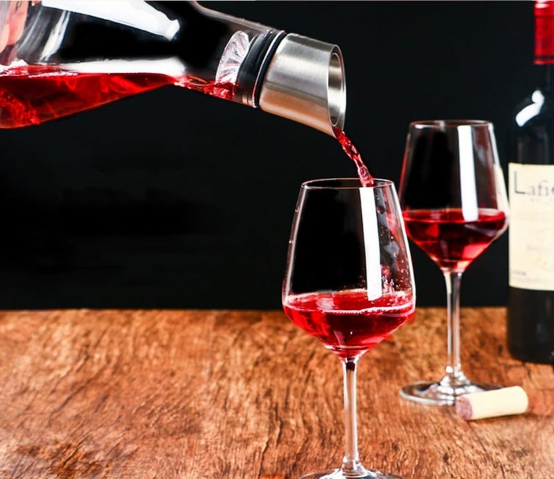 Cooko Wine Decanter Built-in Aerator Pourer, Wine Carafe Red Wine Decanter,100% Lead-free Crystal Glass, Wine Hand-held Aerator, Wine Gift, Wine Accessories-1500ml - Image 2