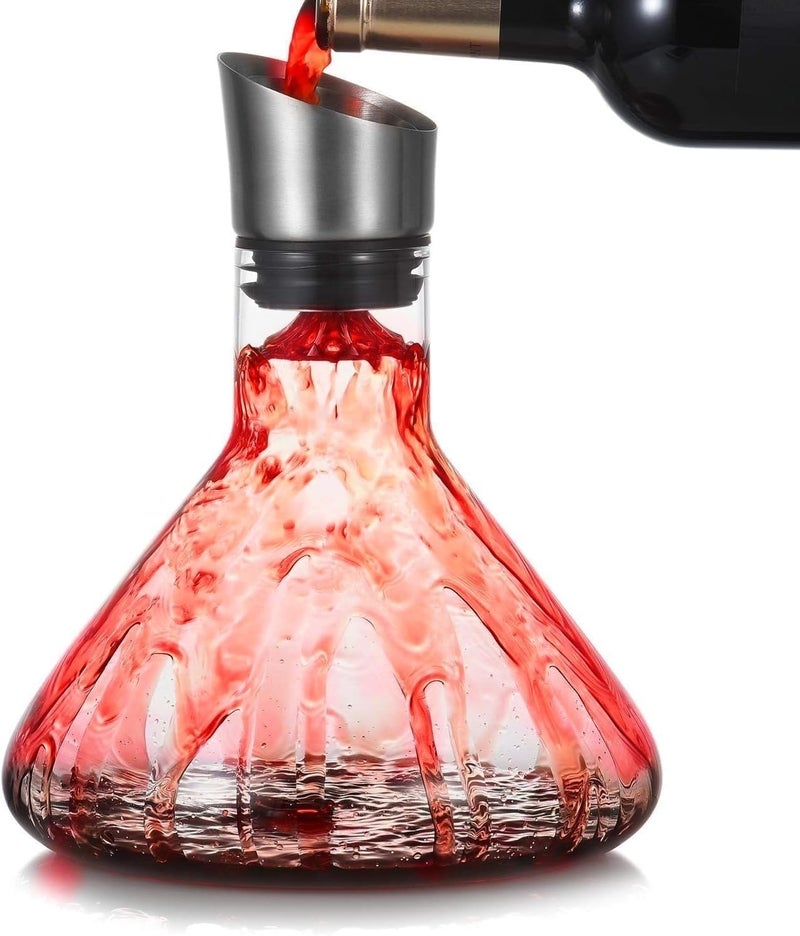 Cooko Wine Decanter Built-in Aerator Pourer, Wine Carafe Red Wine Decanter,100% Lead-free Crystal Glass, Wine Hand-held Aerator, Wine Gift, Wine Accessories-1500ml - Image 1
