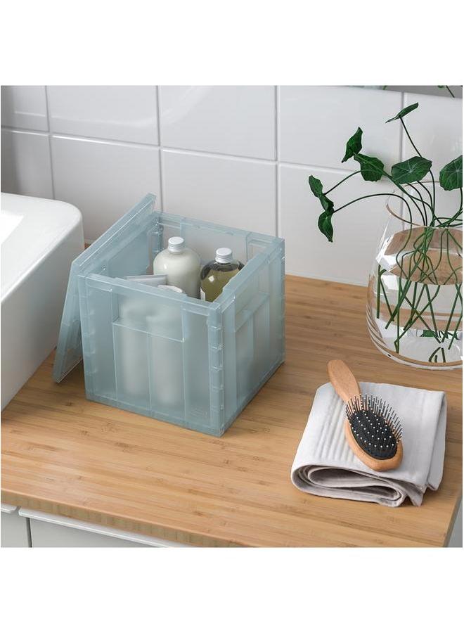 erorex Storage Box With Lid Transparent Grey Blue 16.5X16.5X16.5 Cm - Image 4