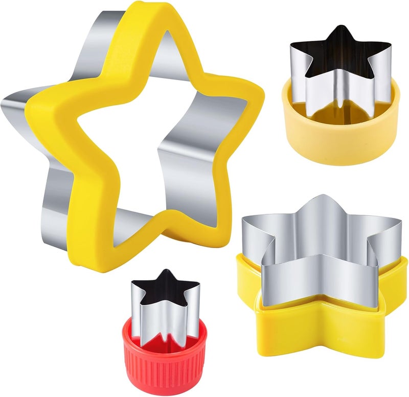 Kimfead Star Cookie Cutters 4 Pcs, Sandwich Cutter for Kids Lunch, Vegetable Fruit Cutters Shapes, Stainless Steel Biscuit Cutters for Children Boys Girls - Image 1